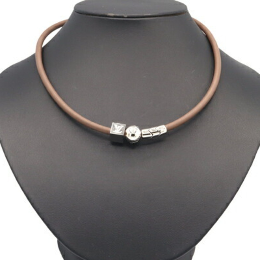 LOUIS VUITTON Gray Leather Necklace - Picture 5 of 6